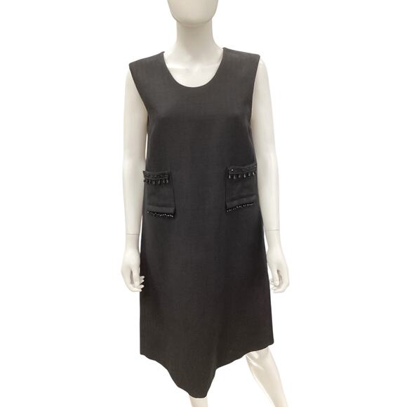 MaxMara Dress Women’s Size 10 Sleeveless Fine Knit - Linen Blend Scoop Neckline - Picture 1 of 5